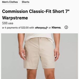 Lululemon shorts, commission classic fit, 32”waist, 7” inseam
